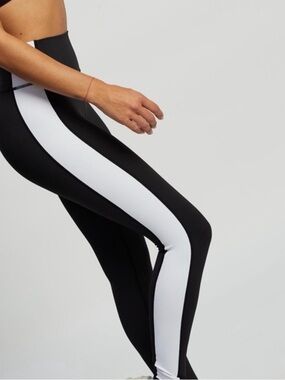 Black Leggings with White Side Stripes